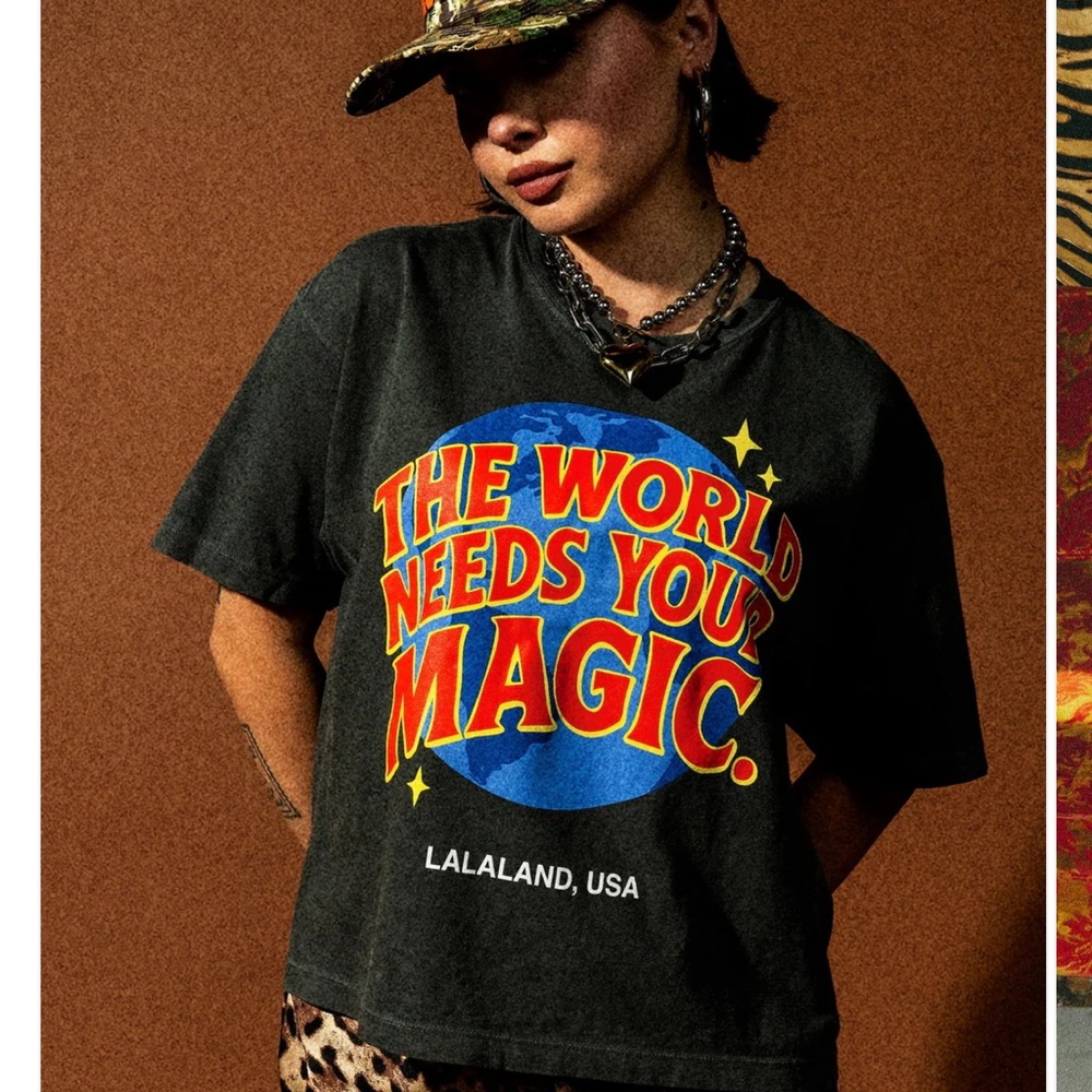 The world needs your magic retro remix boxy tee dressed in lala